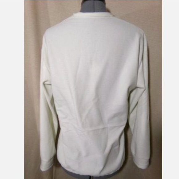 Lightweight 1/2 snap up Henley Top M Minty yellow Crew neck long sleeve Blouse - Picture 10 of 11